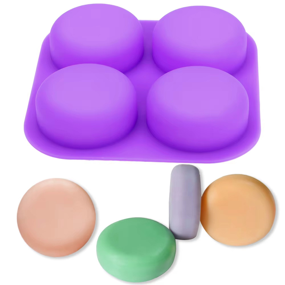 Soap Making Tray - 1-2 szt. 4-gniazdowe, wielokrotnego użytku, okrągłe