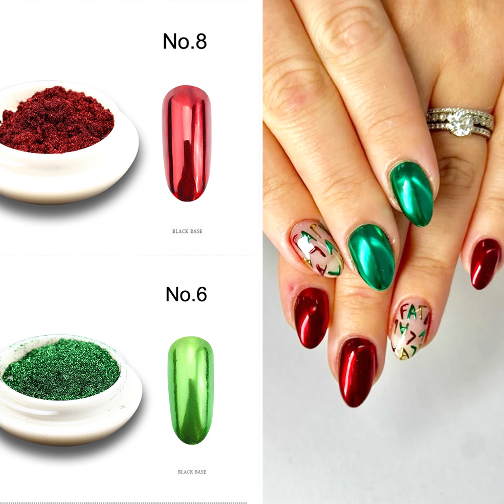 Mica Powder Colorant - 2 SZT./Zestaw Czerwono-Zielony Chromowany Brokat do